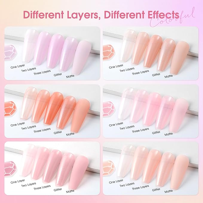 ROSALIND 30pcs Jelly Gel Polish Set, 26 Colors Translucent Nude Pink Neon Gel Nail Polish Set with Sheer Matte Glossy Glitter Effects for Nails with Base Gel Top Coat Salon DIY Home