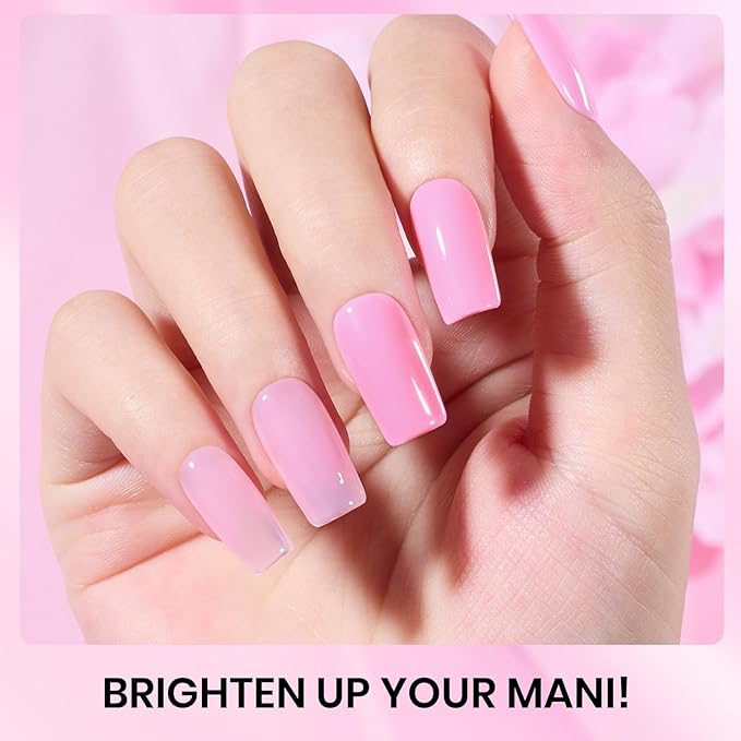 Beetles Pink Gel Nail Polish Set – Blush Cotton 6 Colors Gel Polish, Nude Baby Pink Rose Glitter Jelly Long Lasting Soak Off UV LED Manicure Kit Gift for Women Valentines Nails