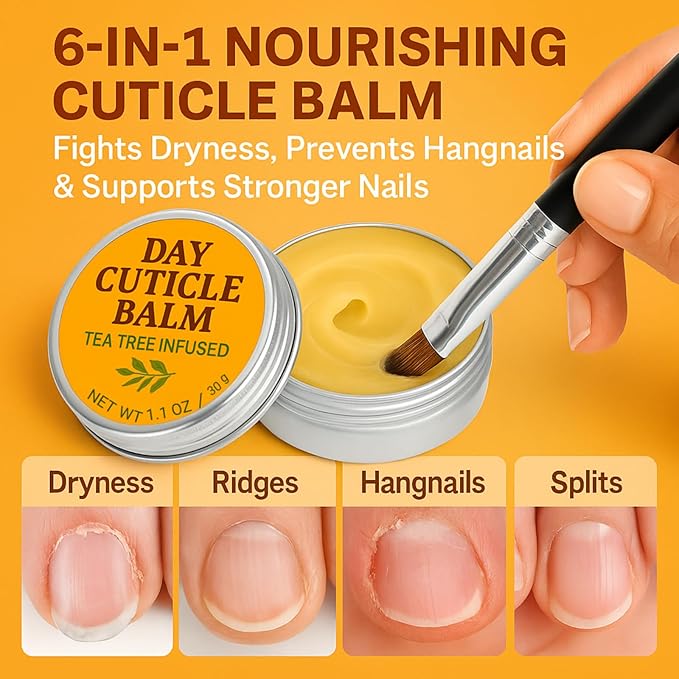 Tea Tree Oil Nail & Cuticle Balm - Cuticle Cream & Butter for Dry, Damaged Cuticles - Cuticle Healing Treatment, Moisturizer & Softener, 1.1 OZ, 1 Pack