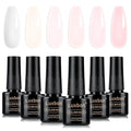 Luxbon 7 IN 1 Builder Base Color Gel Nail Polish Set, 6 Colors Nail Extension Enhancement Nude Gel Polish Pink Peach Nail Polish for Nails UV LED Soak Off Nail Art Design Gifts for Women Kit 010