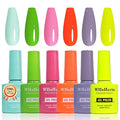 TPO Free Gel Nail Polish Set，6pcs 10ml Summer Party Bright Pink Light Purple Green Red Long-lasting Soak off LED/UV Light Suit Give it to Women as a Gift for Daily Life at Home (119-D)