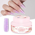 NXJ INFILILA Glitter Poly Nail Gel, Purple Colors Poly Extension Gel Nail Enhancement, Thickening Glossy Builder Home DIY Salon Use for Girls UV/LED Nail Lamp Required P12