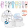 MIZHSE Non-Sticky Solid Builder Gel, Aurora Blue and Clear Sculpting Gel for Nails, Mermaid Pearl Building Carving Modeling Hard Extension 3D Nail Art Salon Home DIY