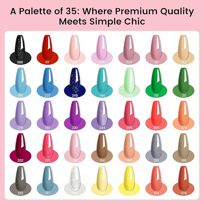 PHOENIXY 53 Pcs Gel Nail Polish Kit with U V Light Nail Drill, 35 Colors Gel Nail Kit 5 Pcs Glossy Matte Glitter Gold Sliver Top Base Coat Red for DIY Home Manicure Nail Sets Gift for Women