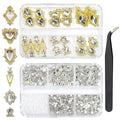 24pcs Crystal Silver Clear Luxury Nail Charms +2000pcs Crystal White Stones 3D Big Nail Gems K9 Glass Crystals Diamonds Jewels Alloy Nail Art Studs Supplies for Nails Face Makeup Crafts Clothes