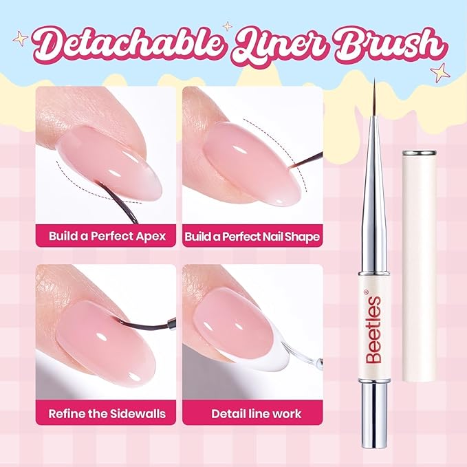Beetles Builder Gel Nail Kit,Juicy Tint 6 Colors Jelly Pink Nude Builder Gels Apex Thickening Extension Strengthen Weak Nails for Beginners DIY Salon,Spring Nails at Home,UV & LED Lamp Needed