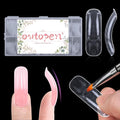 outopen 150pcs Long Curved Coffin Nail Forms Thicken Clear Coffin Shape Nail Mold for Polygel Acrylic Extension Full Cover Fake Press On Nail Molds for Beginners DIY Manicure,15 Sizes