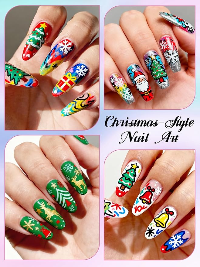 EBANKU 12 Colors Nail Art Pens Set, 3D 0.7MM Graffiti Acrylic Paint Nail Art Quick-Drying Nail Point for DIY Manicure Tools