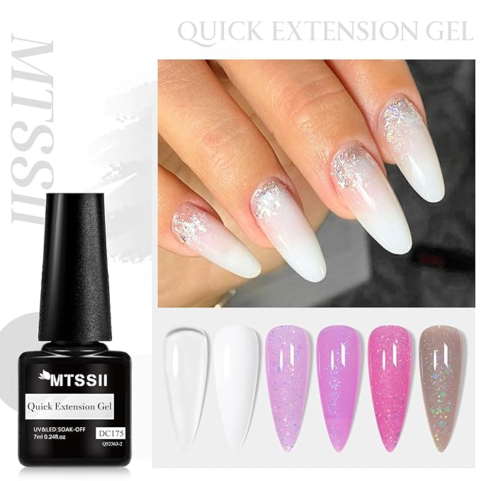 MTSSII Gel Builder Kit: Self-Levelling, Long Lasting Extension Hard Gels for Strengthener, Broken Nails Repair Gel Kit with Paper Forms, Nail File and Brush