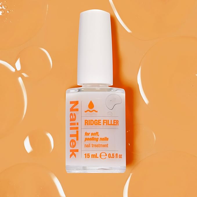 Nail Tek Ridge Filler Formula 2 – Clear Ridge Filler for Nails Base Coat, Nail Strengthener Polish for Soft & Peeling Nails, 0.5 fl oz
