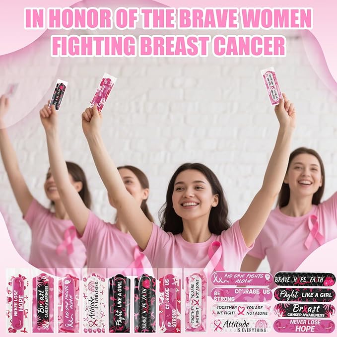 200 Pack Breast Cancer Awareness Accessories Bulk Nail Files Items, Pink Ribbon Emery Board Gifts for Breast Cancer Survivor Women Party Favors Giveaways