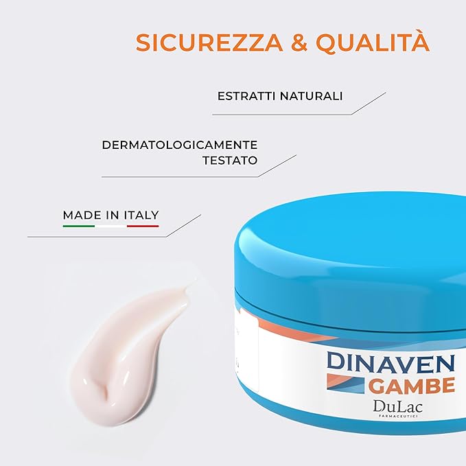 DULÀC FARMACEUTICI 1982 Dulac Dinaven Legs Cooling Cosmetic Gel With Natural Botanical Elements Lightweight Daily Leg Care Fast Absorbing Body Formula 3.38 Fl Oz
