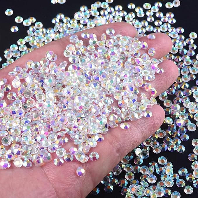 Blinginbox 1440 Pieces SS20/4.6-4.8mm Clear Crystal Flat Back Brilliant Round Rhinestones Glass Stones Glitter Gems Transparent Crystals Diamond (Clear AB).
