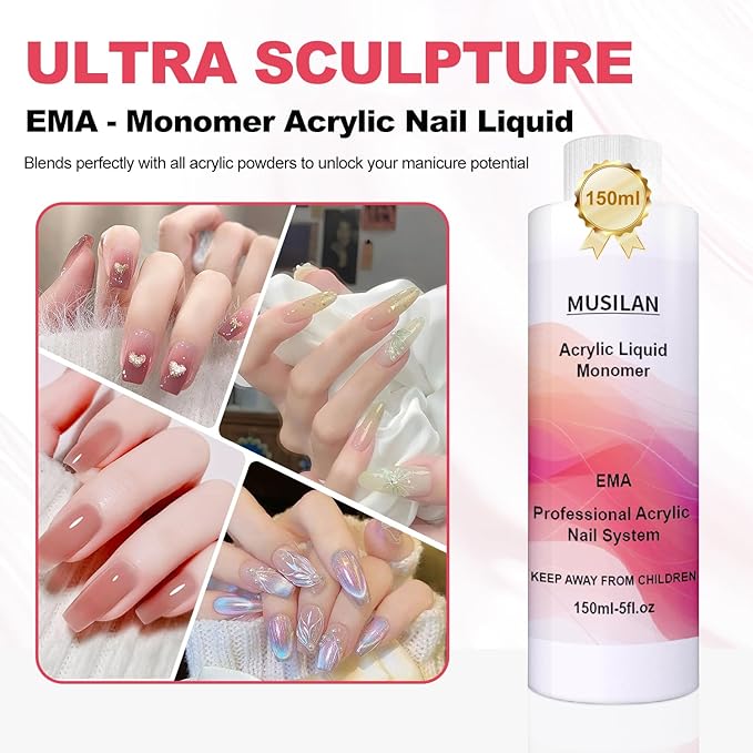 Monomer Acrylic Nail Liquid - 300ML Professional Acrylic Nai Liquid Monomer For Acrylic Powder System Kit For Nail Beginners Extensio Quick Dry Time