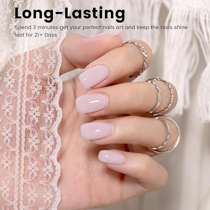 RARJSM Rubber Base Coat Gel Polish Nude Pale Soft Pink Skin Tone Rubber Base Gel for Nails Natural Color French Manicure Extend Gel Soak Off Curing Requires Single Bottle 15ml Salon Home DIY Use