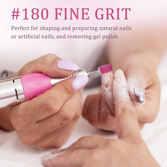 120Pcs Nail Drill Bits Sanding Bands with Nail Drill Bits, Professional Sand Band 180# Fine Grit Nail File Sanding Bands for Acrylic Nails Manicures and Pedicure