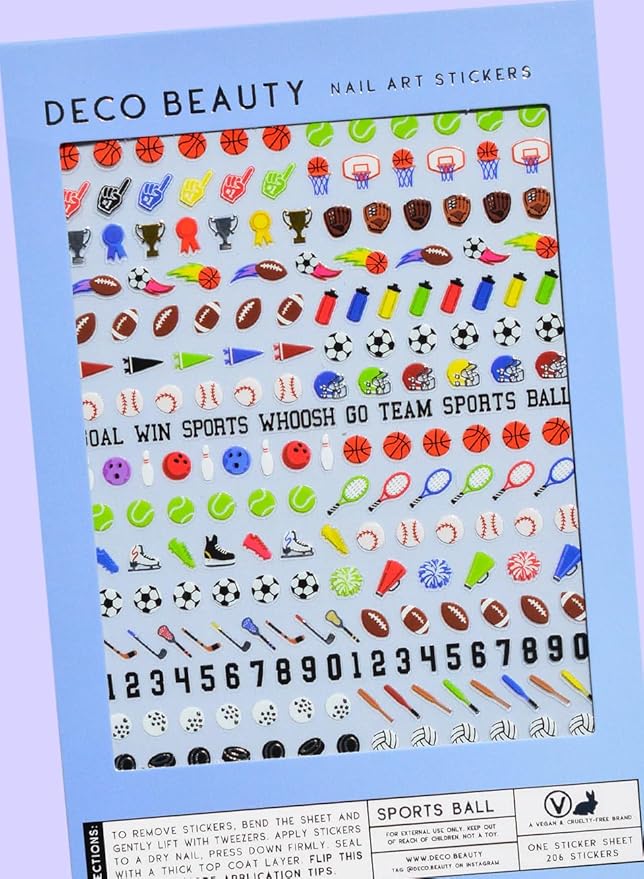 Deco Beauty Sports Ball-Super Thin & Easy-to-Apply Nail Art with The Cutest Designs-Durable & Long-Lasting Nail Art Stickers and Decals for Women, for DIY at-Home Manicures & Salon-Quality Nails