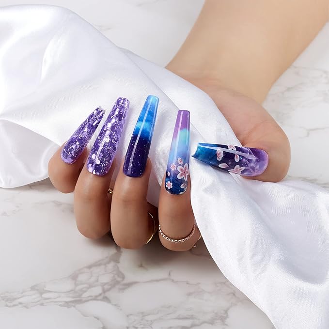 Makartt Nail Foil Sheets, 10 Rolls Transfer Nails Stickers with Starry Sky Flower Butterfly Art Designs, Adhesive Decals Supplies - 4x100cm