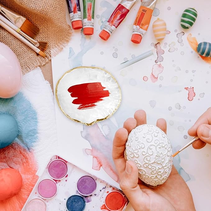 2Pcs Resin Nail Art Palette Nail Polish Palette for Gel Nail Art Gold Edge Nail Art Painting Mixed Color Plate Nail Holder Nail Art Display Board