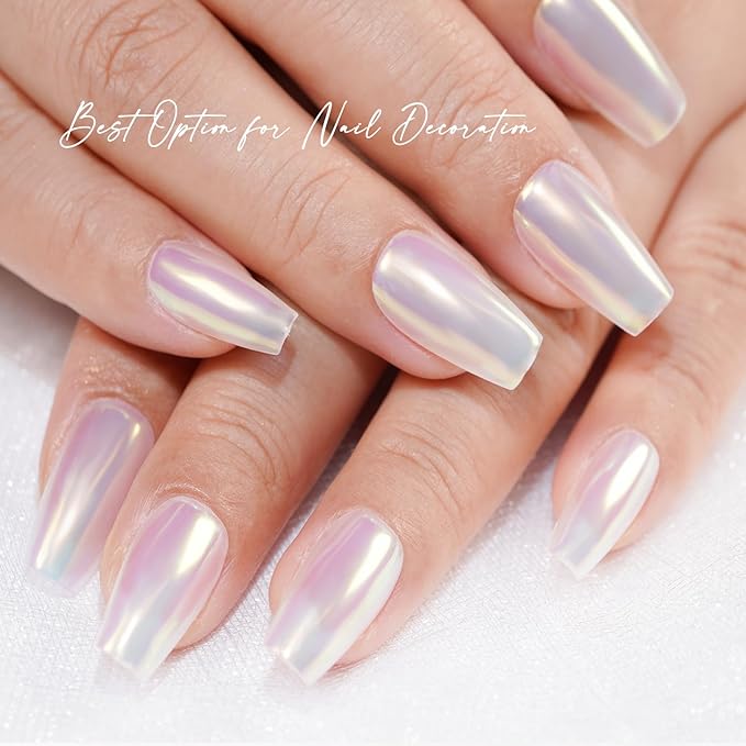 6 Colors Set 0.5g/Jar Chrome Nail Powder Mirror Effect Mermaid Aurora Pearl White Glitter Iridescent Pigment Color Shift Dust Nail Art Decoration