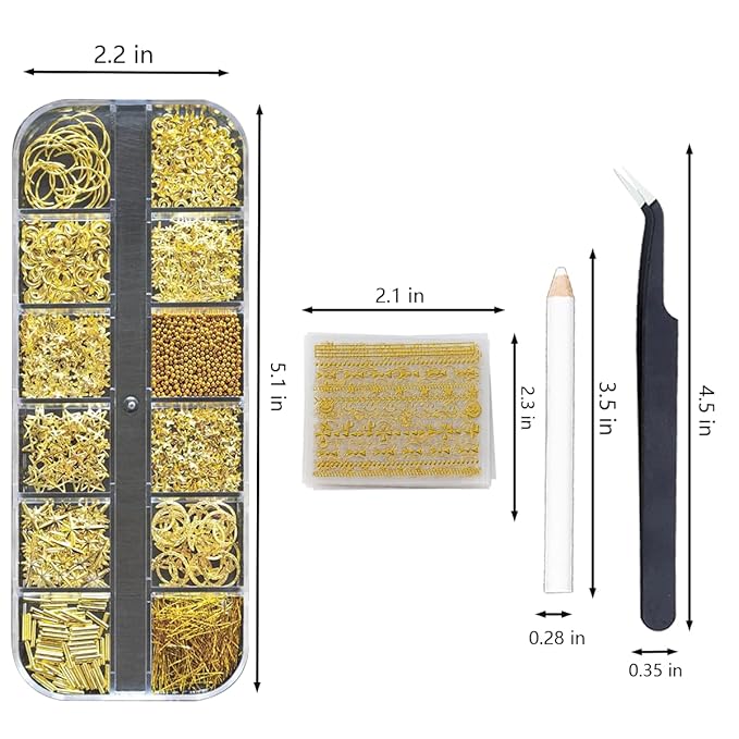 Gold Nail Charms Nail Art Kit with 30 Sheets Gold Nail Stickers 3D Star Moon Nail Charms Self-Adhesive Nail Decals Gold Nail Art Tools Kit Nail Supplies for Women Nails Manicure Nail Art Decoration