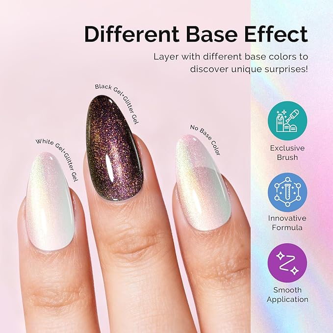 MelodySusie Shimmer Aurora Yellow Pink Gel Nail Polish, 0.5fl oz Soak Off UV LED Jelly Pink White Gel Polish Gift for Women Nail Art Manicure Salon DIY Nail Design Decoration at Home-G2608