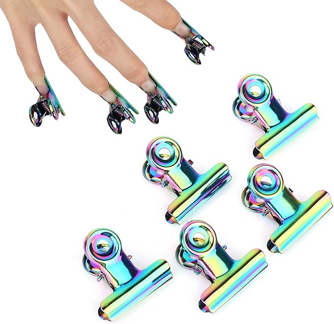 5pcs Nail Extension Curve Clips, Stainless Curve C Nail Curvature Pinching Clips Nail Art Accessories, Finger Extension Kit DIY Manicure Tool for Women Girls