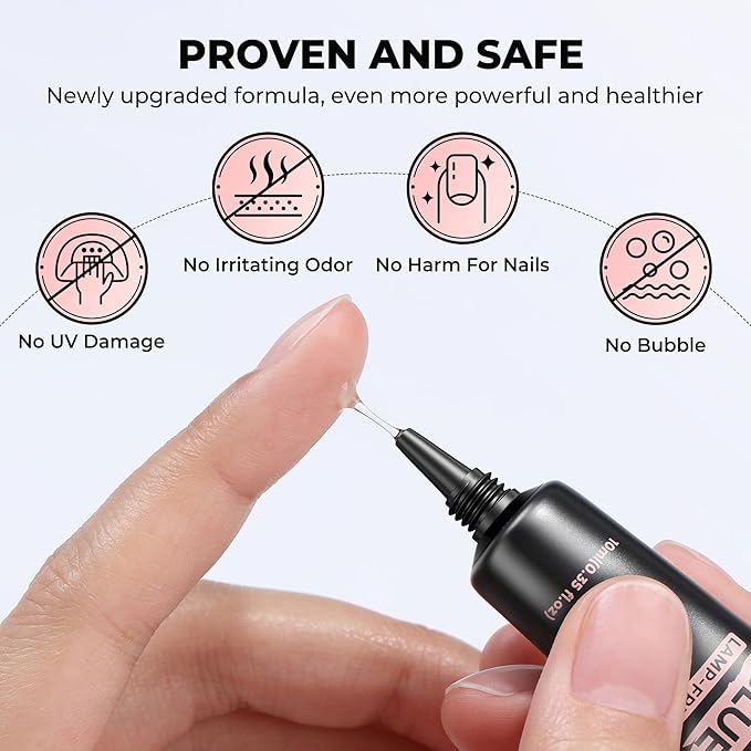 Super Strong Nail Glue 10gX2Pcs for Press On Nails - Quick Drying, Semi Solid, Long Lasting, No U V Light Needed