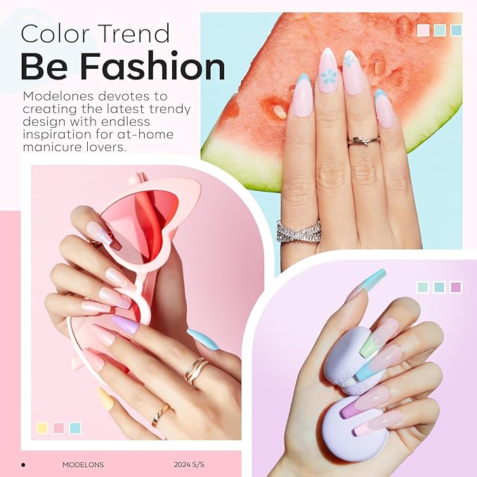 Modelones Pink Acrylic Powder 6 Colors Acrylic Nail Powder Kit Pastel Yellow Blue Purple Macaron Spring Nail Acrylic Cover Powder for Nail Art Extension No Nail Lamp Needed