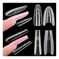 Gelike EC Dual Forms for Nail Extension: Almond ＆Coffin Sandwich Dual Forms Work with Builder Gel ＆ Polygel - 2 Shapes 240PCS 15 Sizes Reusable 100+ Times Clear Acrylic Molds Kit for Quick Manicure