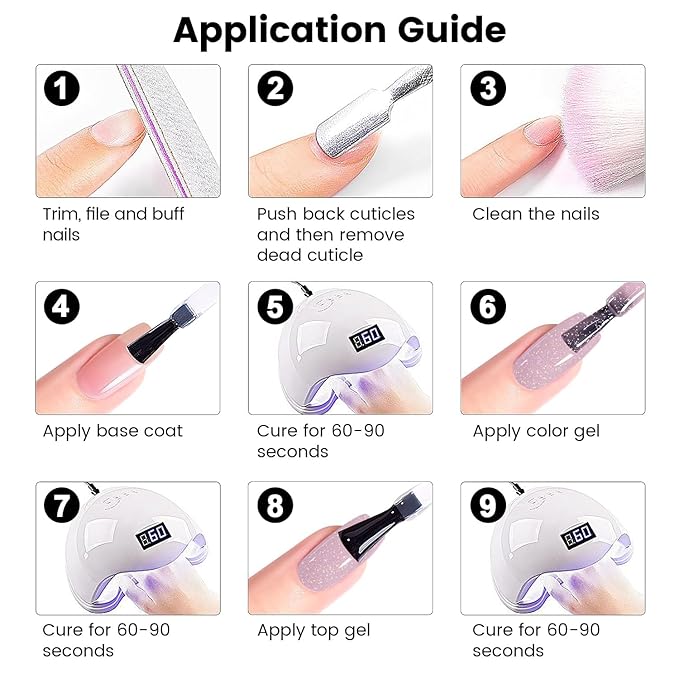 RARJSM Glitter Rubber Base Gel Nail Polish Nude Gray Purple Pink Rubber Base Rainbow Iridescent Shimmer Brush on Extend Builder Hard Gel Soak Off Curing Requires 15ml Salon Home French Manicure