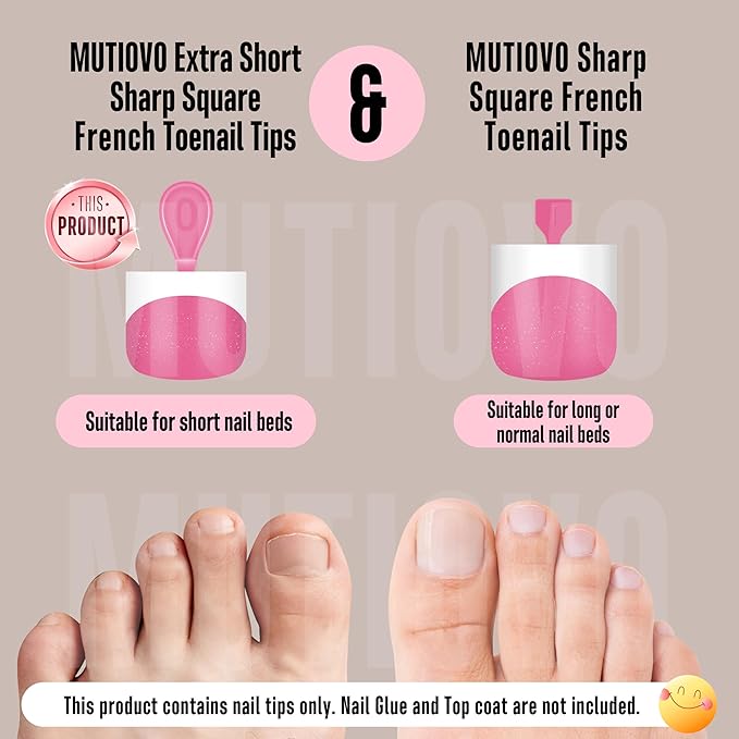 Extra Short Toe Nail White French Tip ROSE PINK,Soft Gel False Toenail Extension Kit,Thick Sharp Square Press On,Need Builder Gel & Apply Top Coat, No Glue included,for DIY x16 Sizes 224 pcs