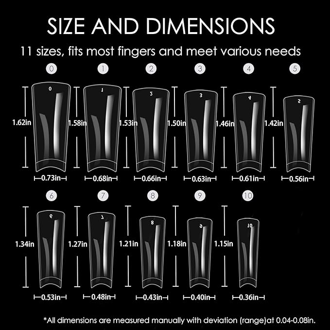 Duck Nail Tips 220Pcs XXL Duck Feet Nail Tips Long Duck Nails Clear Y2K Press on Nails 11 Sizes Half Cover False Nails for Manicure Salon Home DIY