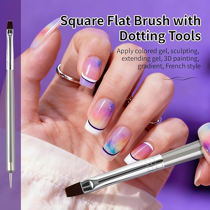 JODSONE 6Packs Nail Art Brushes, Nail Art Tool Set, Dotting Tools, Dust Brush,Striping Brushes for Long Lines, Drawing Pen for Gel Polish Design Supply,DIY Manicure Tools Gift for Women