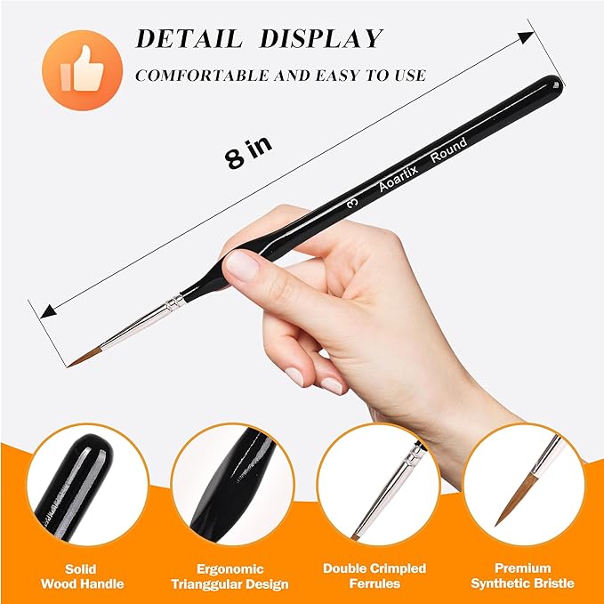 Miniature Brush Dry Brushes, Aoartix 15 Pcs Model Brush Set for Acrylic Oil Watercolor Face, Detail Dry PaintBrushes for Models Miniatures Digital Small Crafts Painting Supplies- Triangular Handles
