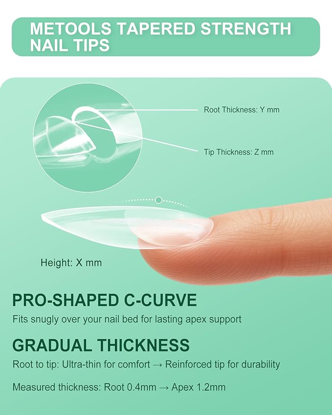 Extra Thick Short Oval Nail Tips, Natural Curve Strong Clear Pre-etched Press on Nail Gel Extension, Full Cover False Nail Tipsfor Acrylic French Salon DIY 15 Sizes 360 pcs