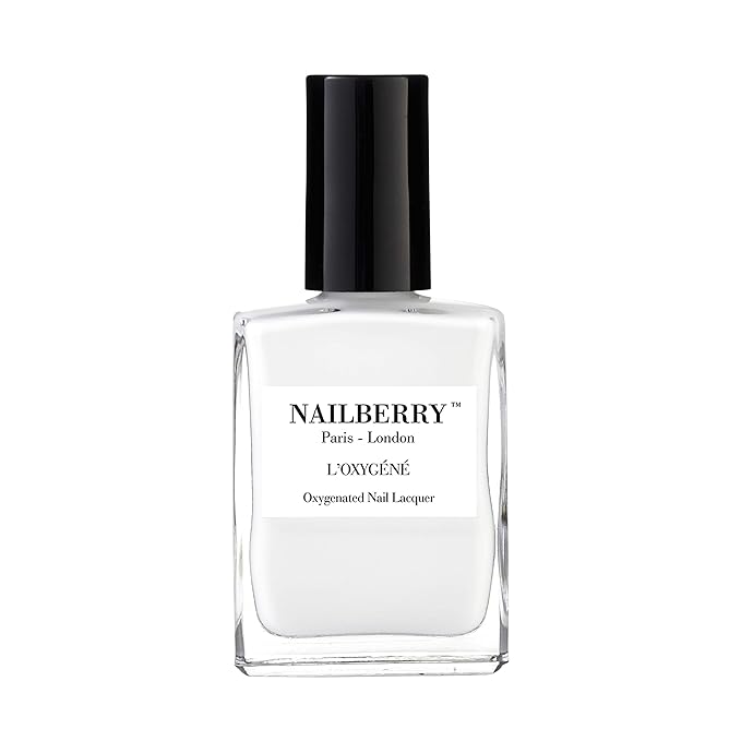 Nailberry L'Oxygéné Oxygenated Nail Lacquer | Flocon | Pure Brilliant White Opaque Nail Polish | UV Protected Long-Wear Nail Polish | 12-Free | Vegan | Certified Halal | Cruelty & Gluten Free | 15 ml