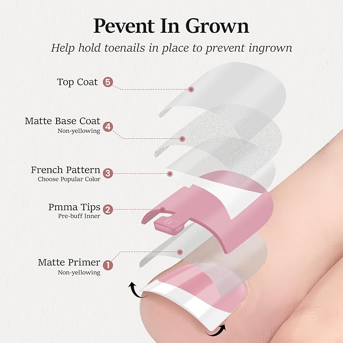 Toe Nail Press Ons Toenails, French Tip Toe Press On Nails,180 Pcs Square Toe Nail Tips,Toe Nails Press On Toenails For Women, Thick Fake Toenails,Valentines Gifts for Women 15 Sizes