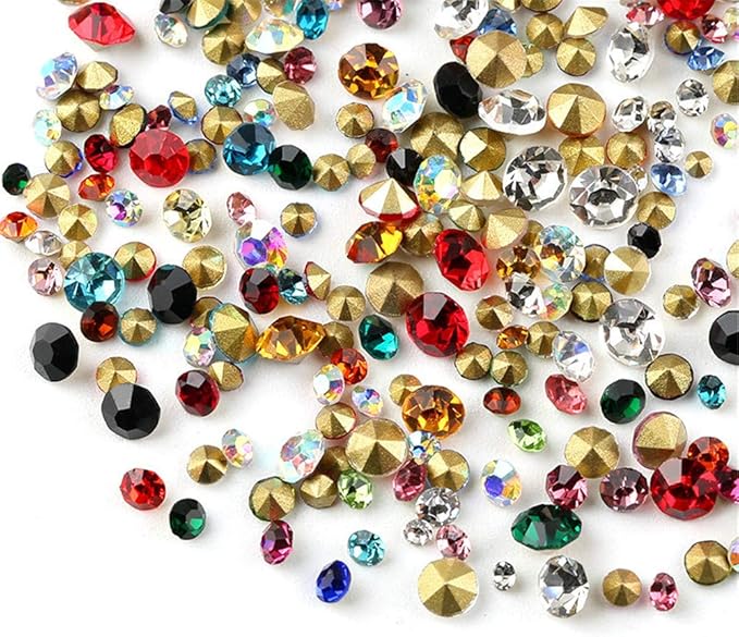 1440pcs Rhinestones Round Point Back Crystal Gem Glass Diamante Rhinestones Nail Art Decoration Jewelry Finding Beads Craft Gems (Yellow, 1.5mm)