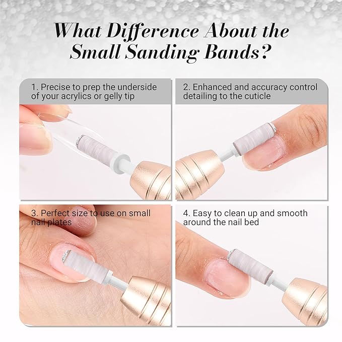 MelodySusie 50 Pcs Nail Drill Bits Small Sanding Bands with 3.1mm Mandrel Bit, 120 Medium Grit Nail File for Acrylic Nails Gel Manicures and Pedicure, Zebra
