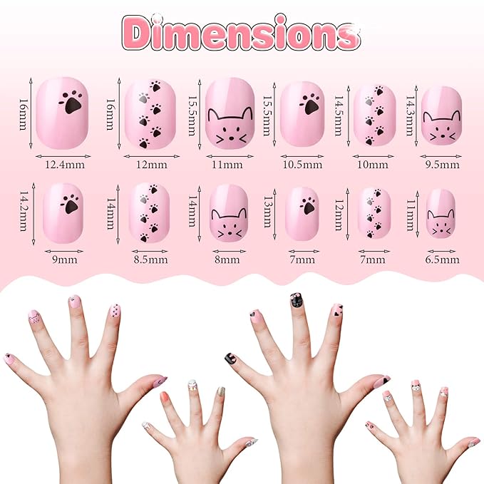 120 Pieces Kids Press on Nails Children Fake Artificial Nails Girls Full Cover Short False Christmas Fingernails for Girls Kids Design Decoration(Cute Theme)