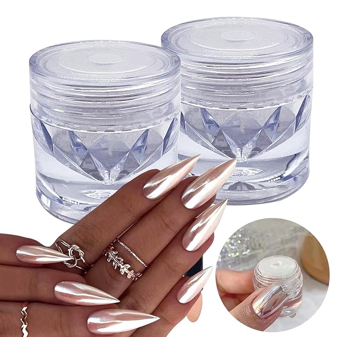 2 Boxes White Pearl Chrome Nail Powder, Moonlight Mirror Effect Metallic Powders Aurora Magic Pearlescent Nail Powder for Manicure Decorations