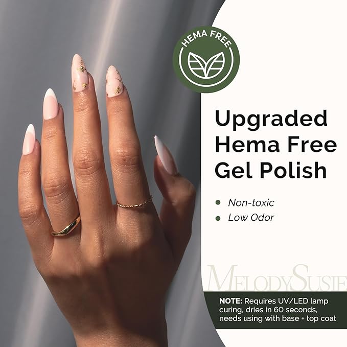 MelodySusie Hema Free Gel Nail Polish, 0.5 Fl Oz Thick Nude Pink Gel Polish, Non Toxic, Long Lasting, Soak Off UV Nail Polish, Manicure Nail Design Salon DIY Nail Art at Home 093
