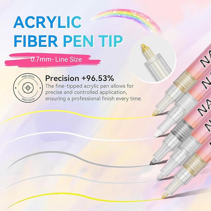 Nail Art Pens Set,12 Colors Nail Polish Graffiti Pens, Nail Varnish Pens, Waterproof Quick Dry Nail Drawing Pen, Acrylic Marker Pens 0.7mm Fine Tip Nail Point Graffiti Pens Nail Art Kit