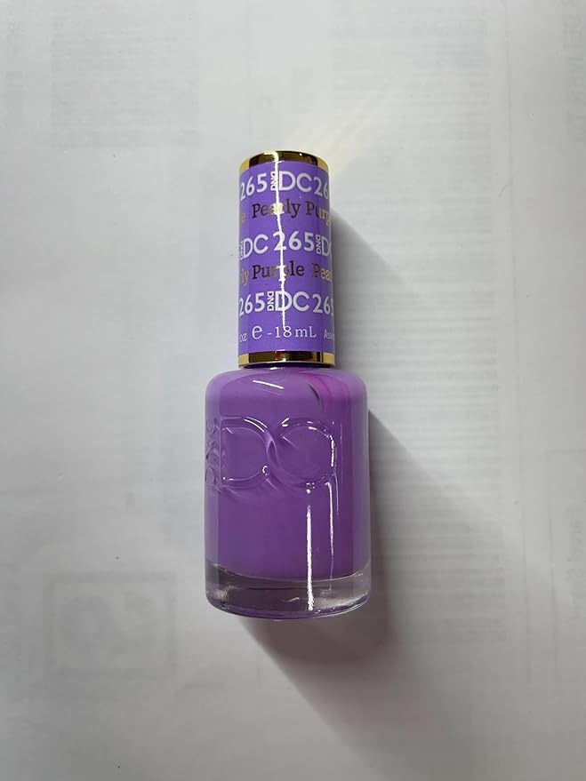 DND DC Gel Polish Set, Purple Collection, UV/LED Gel Polish and Air Dry Nail Lacquer, Matching Chip-Free Polish Duo, 265 Pearly Purple, 0.5 Fl Oz
