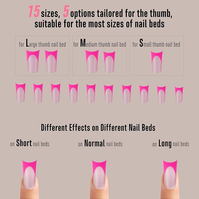 NOVO OVO Halloween French Tip Duck Feet Nail Tips 5 Mix Color Full Cover Press on Acrylic with Moon Curve, Need Top Coat and Builder Gel, Thick Medim Soft Gel False Nail Extension X 15 Sizes 150 Pcs