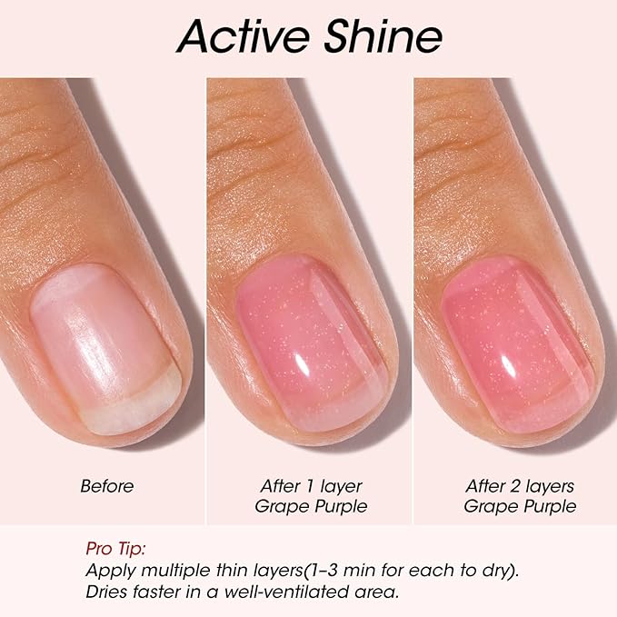 Gellen Pro Bio Active Glow Nail Polish One Step Ridge Filler Nails Concealer & Strengthener with Hexanal B5 Calcium & Grape Seeds Oil for Healthier Nails, Ultra-Glowy Shine, Vegan & Cruelty-free