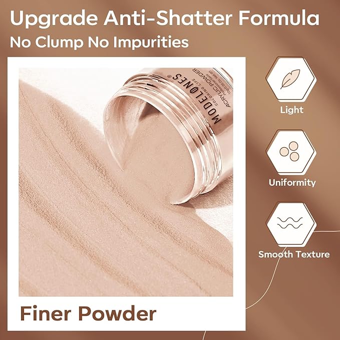 Modelones Nude Acrylic Powder 6 Colors Acrylic Nail Powder Kit Chocolate Brown Latte Soft Tones Cover Powder for Nail Art Extension No Nail Lamp Needed