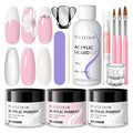 Peacecolor Acrylic Nail Kit ,Clear White Pink 15g Acrylic Powder and 60ml Liquid Set Brush Forms Cuticle Oil Pen Tools Manicure Nails Kit Acrylics Set for Beginners Gifts DIY Salon Home