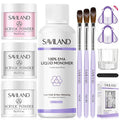 SAVILAND Acrylic Nail Kit for Beginners: 15g Clear White Pink Acrylic Nail Powder and Liquid Set with Size 8,10,14 Brushes, Forms & Tools for Extensions, 3D Sculpting, DIY Salon Manicure Supplies